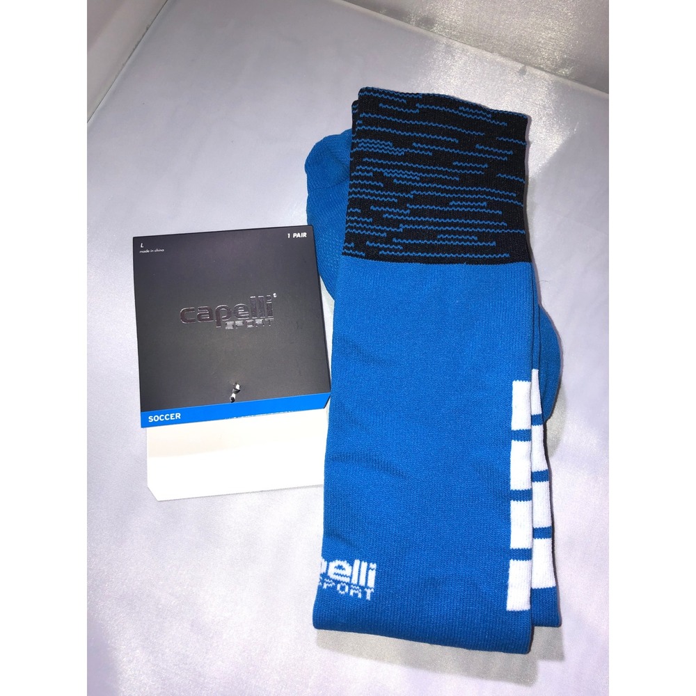 Capelli Sport Marled Match Soccer Socks Blue Black White AGX-2280 Mens Large